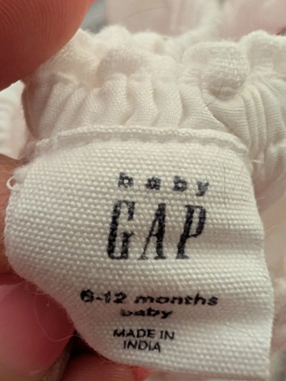 Baby Gap Baby Girls White Cotton Ruffle Tank Top with Pink Trim Size 6-12m